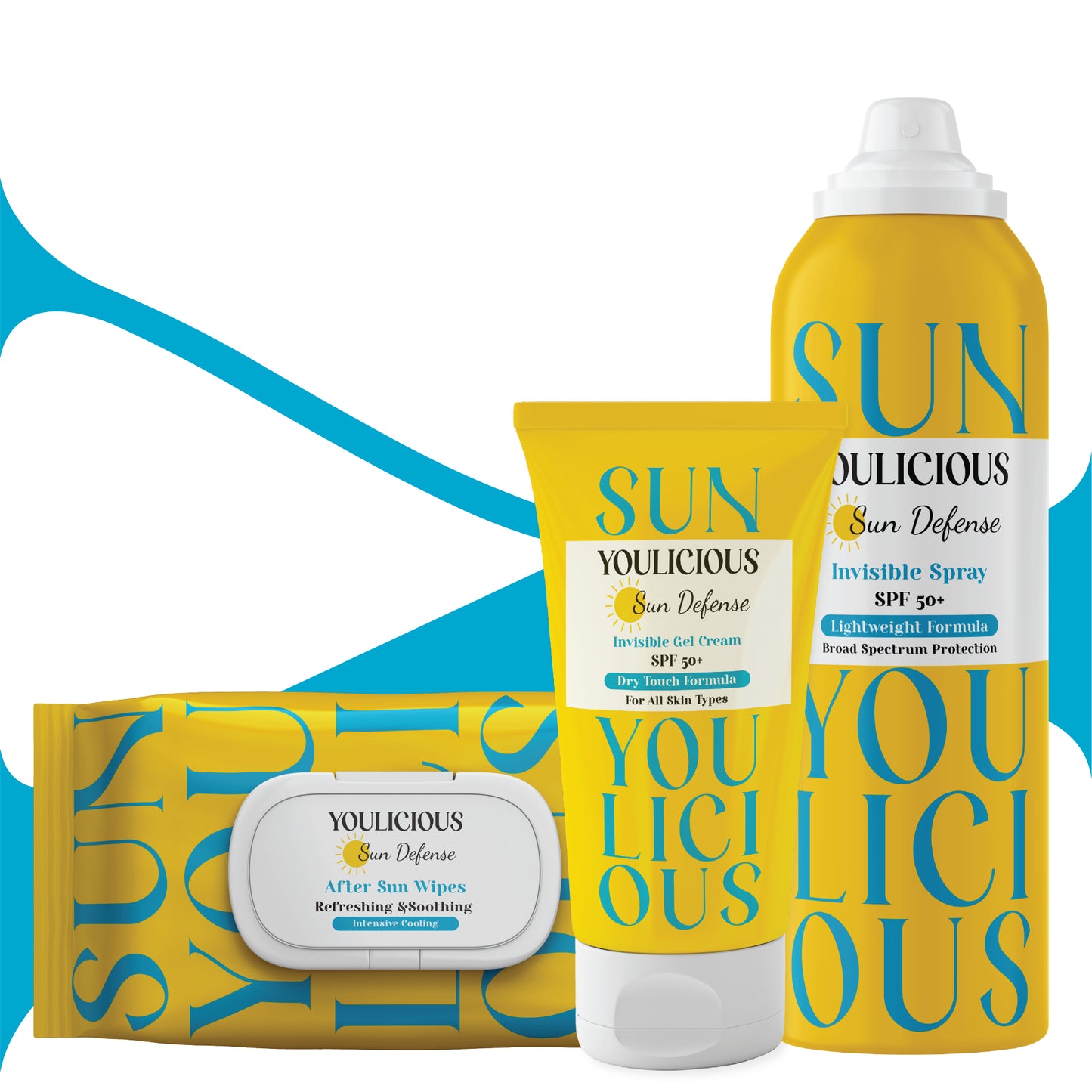 Youlicious sun defense summer kit ( gel cream+invisible spray+after sun wipes)